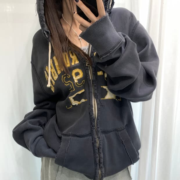 Abercrombie 아베크롬비 그런지로고 후드집업 