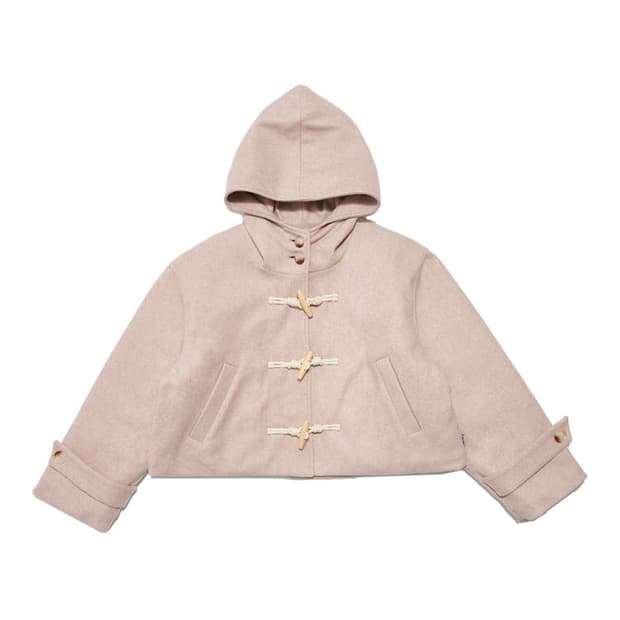 델리센트 더플 후디 하프 코트 y2k 핑크 누빔 숏코트