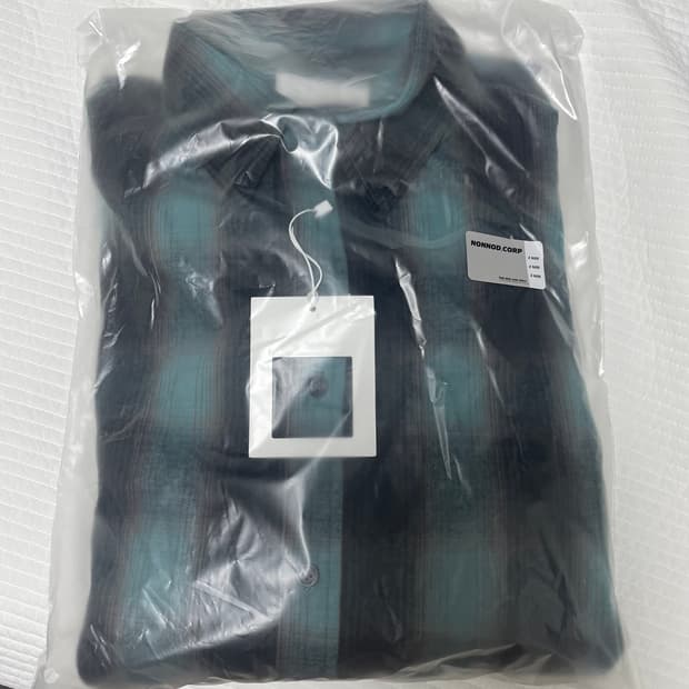 논노드 플렉시블 스트링 체크 셔츠 아쿠아 애쉬 2Size