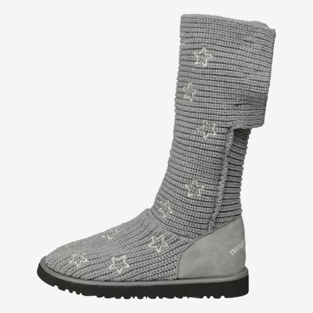 더뮤지엄비지터 스타 니트 롱 부츠 그레이 어그 카디부츠