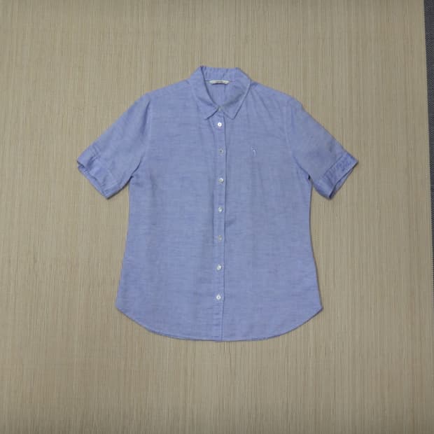 (90size) 헤지스 레이디스 린넨혼방 반팔 여름 셔츠