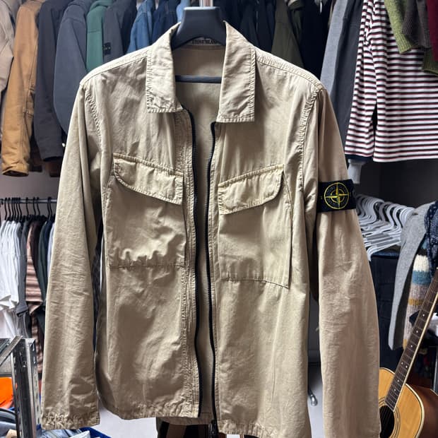 스톤아일랜드 올드이펙트 오버셔츠 베이지