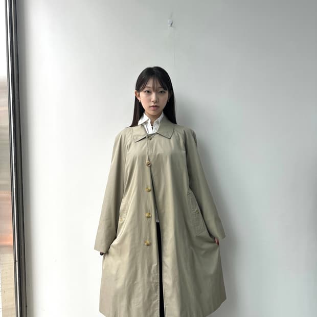 버버리 여성 크림베이지 싱글 트렌치코트