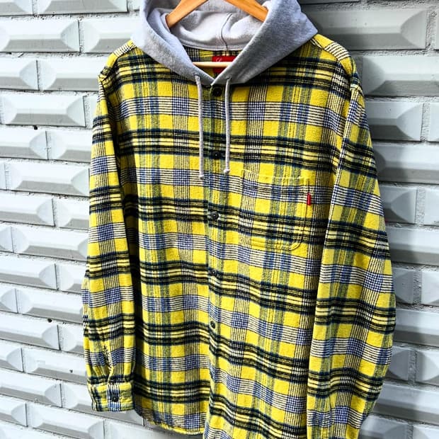 Supreme SS18 Hooded Plaid Flannel Shirt