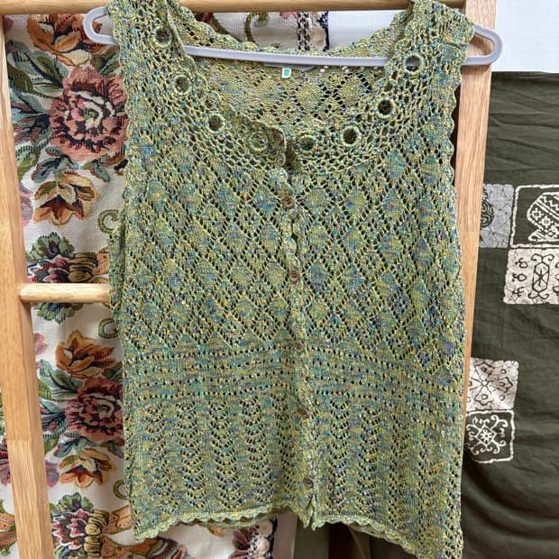 히피 모리 하구미 Lobjie 그물 니트 조끼