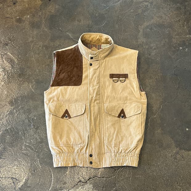 90s Eagles Ridge 베이지 코듀로이 헌팅 조끼 S