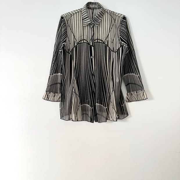 Sheer stripe shirt / black