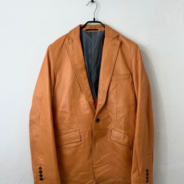CUSTOM CULTURE 오렌지 램스킨 레더 블레이저