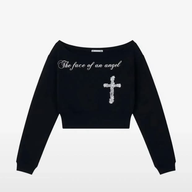 택O) 일리오 Black Angel sweat shirt 원숄더 맨투맨