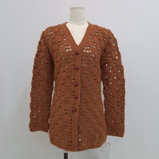 핸드메이드 크로셰 니트 롱 가디건