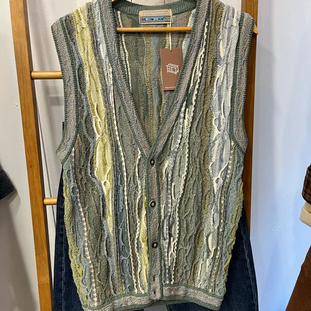 올드 컨트리 니트 조끼 빈티지 패턴