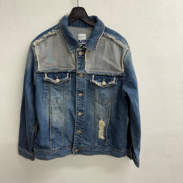 S.JYP 데님 청자켓 데미지 워싱자켓 S