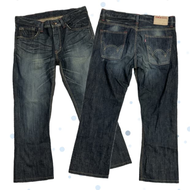 재팬 에드윈 워싱 빈티지 진청 보헤미안 펑크 와이드 데님 팬츠