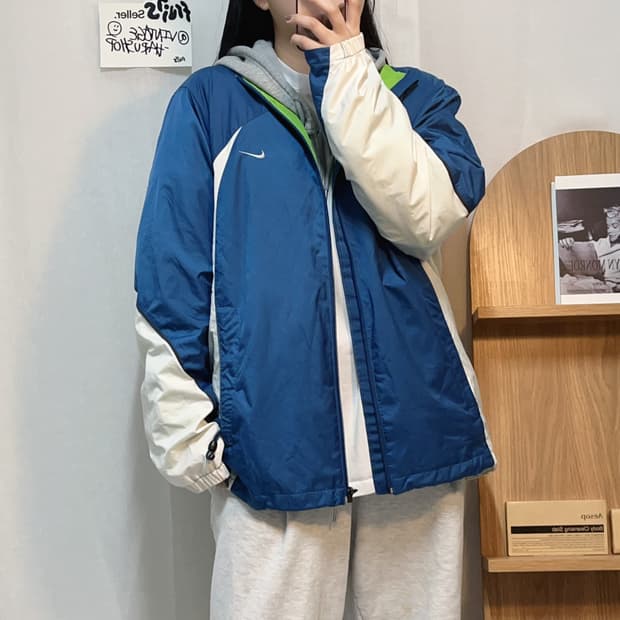 [정품] 나이키 블루 화이트 안감그린 바막 집업 [ XL ]