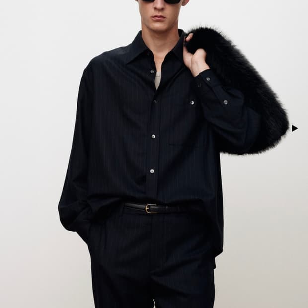 Tonywack 네이비 핀스트라이프 셔츠 L 아에 새것