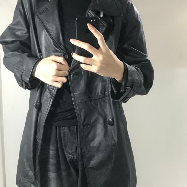 Vintage Black Leather Field Jacket