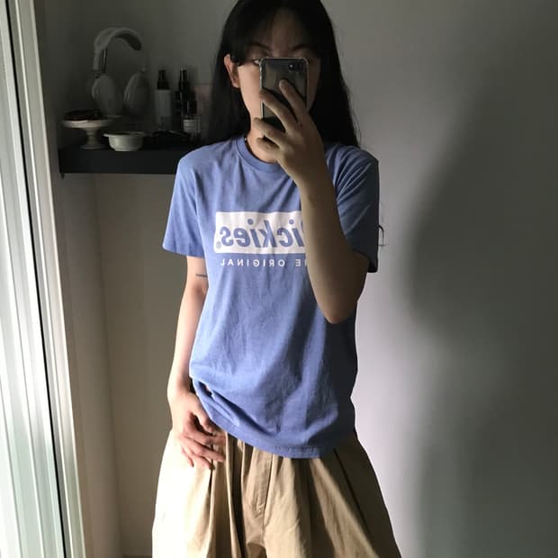 디키즈 중앙 프린팅 스카이블루 반팔티