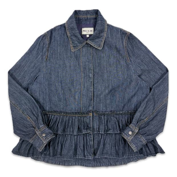 빈티지 PAUL&JOE 네이비 데님 프릴 자켓