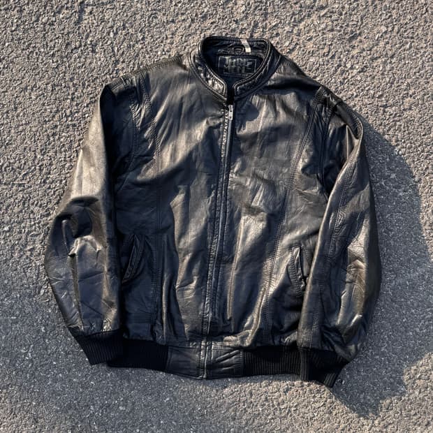 Three Men 싱글 레더 봄버자켓 