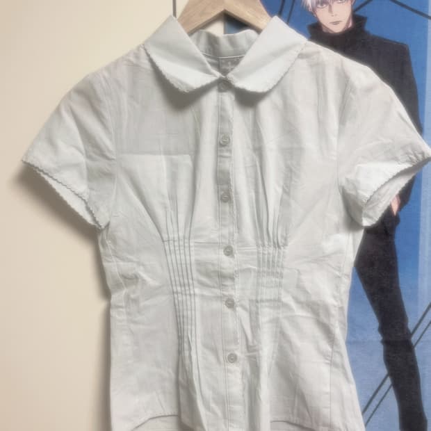 Necy Studio 민트 오르간 핀턱 반팔 블라우스