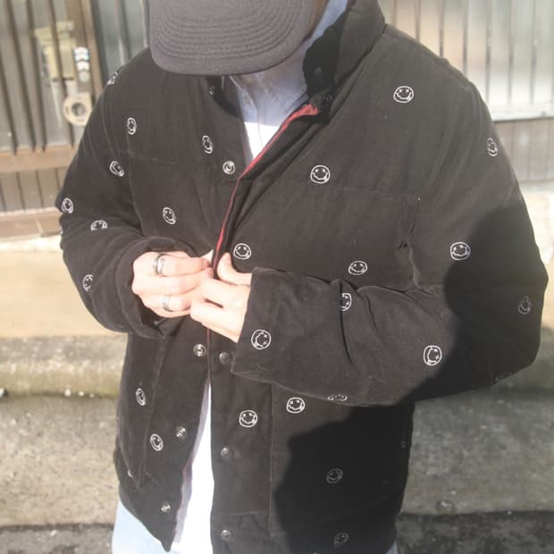 히스테릭글래머 너바나 스마일 코듀로이 다운 패딩 L