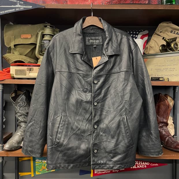 게스 GUESS 올드 클래식 리얼 레더 코트 자켓