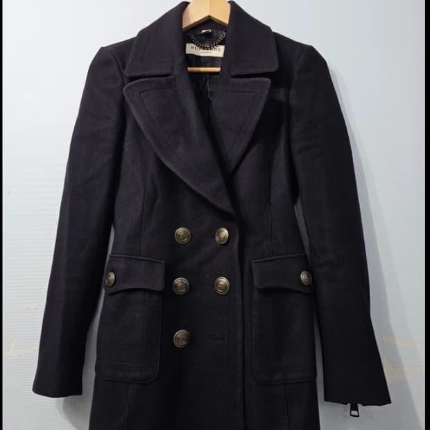 버버리 런던 블랙 더블 코트 UK6