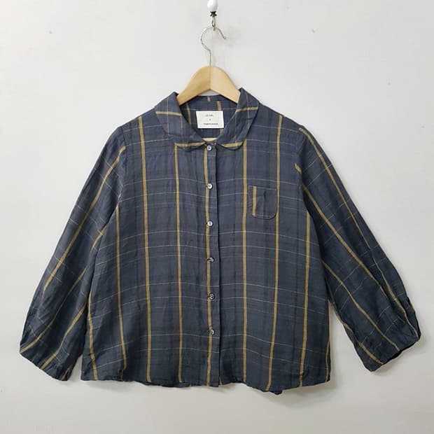 Le ciel a TEMPS DOUX 린넨 100% 블라우스 카키