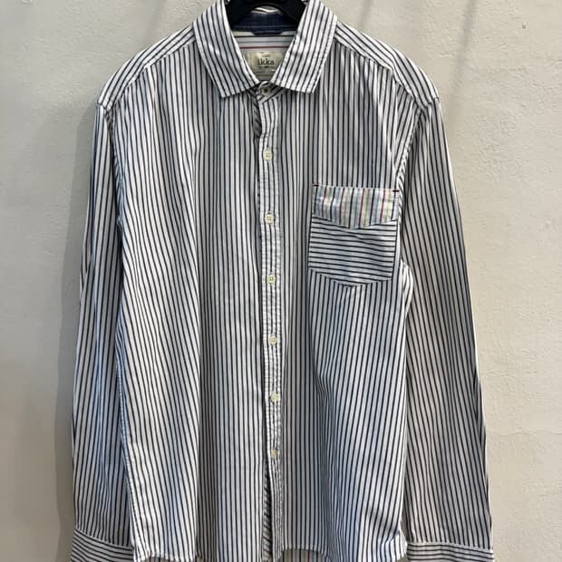 japan vintage 스트라잎 배색셔츠
