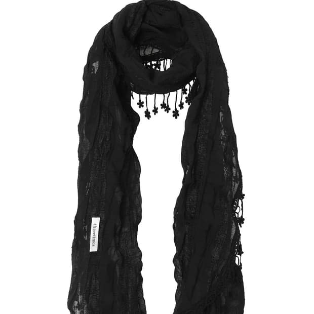 새상품) 쓰리타임즈 델링 스카프 블랙 플라워 머플러