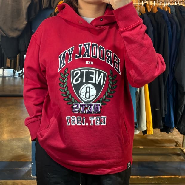 NBA 브루클린 딥레드 후드