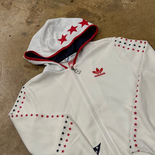 아디다스 usa 스타 별 흰빨 화이트 후플 져지 후드집업 95