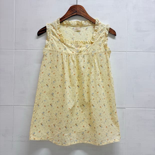 couture boite 플라워 도트 스퀘어넥 슬리브리스 M-L JPN