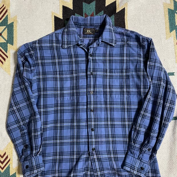 RRL 블루 플란넬 셔츠(M)