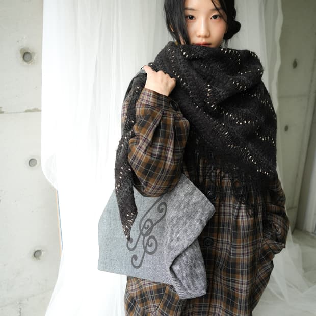 인앤양인하모니 머플러코트 체크+케이프머플러