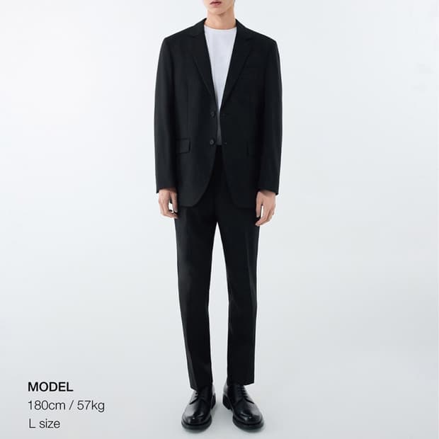 L] 무탠다드 울 블렌드 릴렉스드 베이식 블레이저 [블랙]