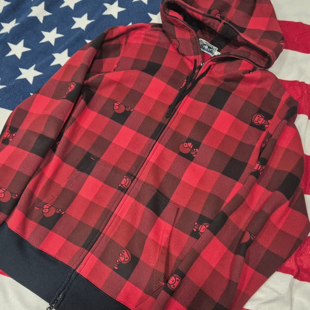 BAPE 베이프 베이비마일로 체크 후드 집업