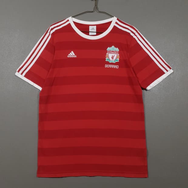 여성) 아디다스 리버풀 제라드 티셔츠 스트라이프 반팔티 블록코어