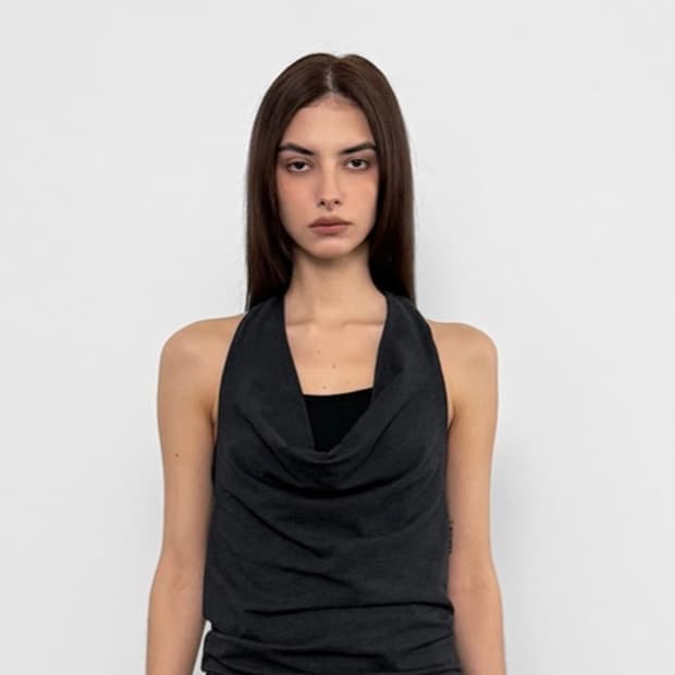 SANDRIC draped halter sleeveless