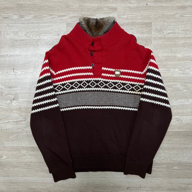 헤지스 골프 노르딕 퍼트리밍 하프 버튼업 방풍니트 [배색] L/100