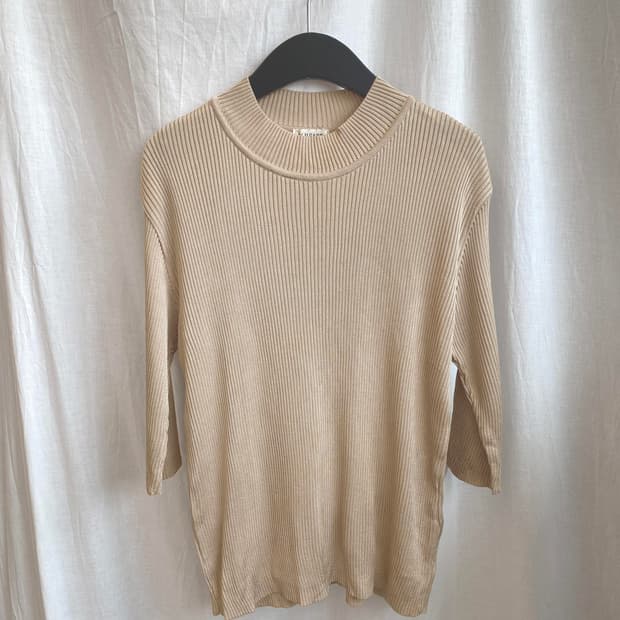 베이지 7부 니트탑(L)