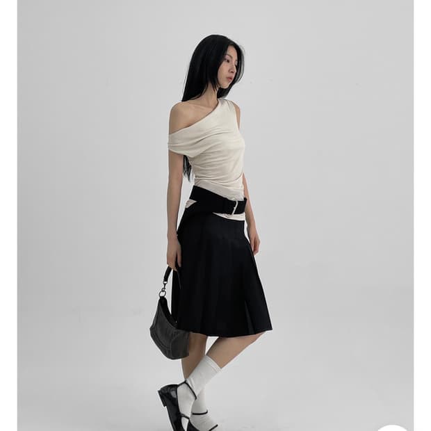 블랙업 로리즈 플리츠 스커트 (s)