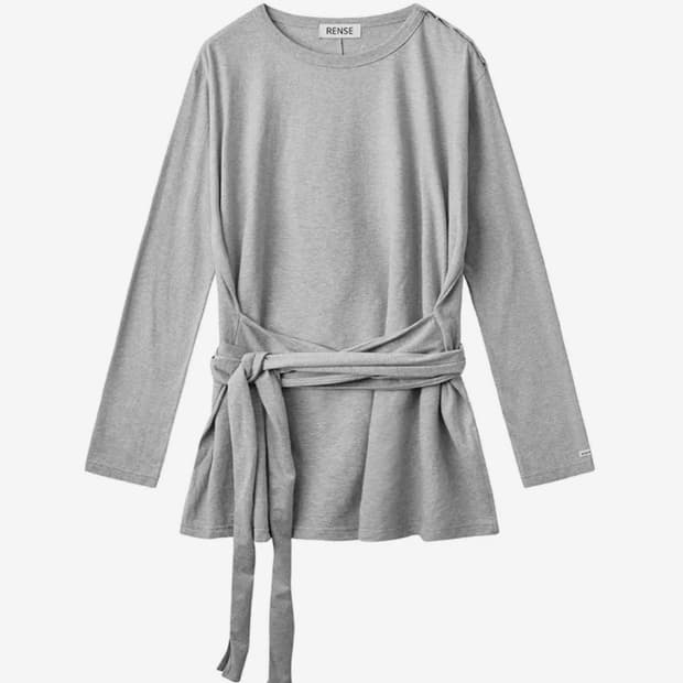 Wrap-Tie Long Sleeve Tee Melange Gray