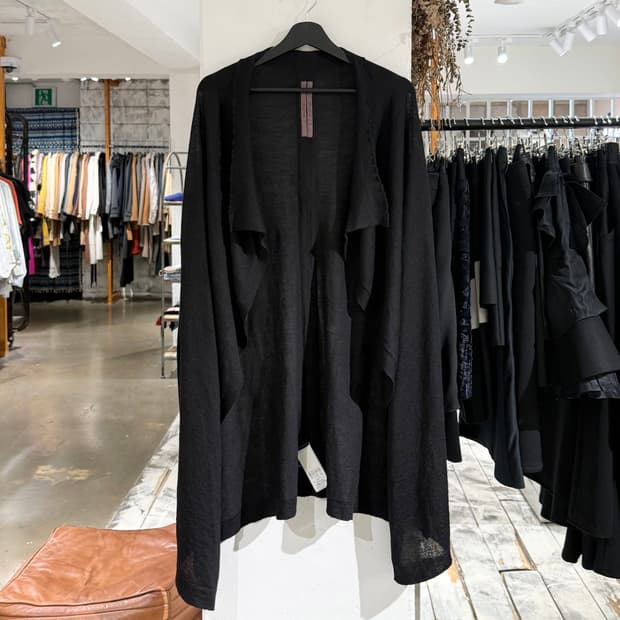 릭 오웬스 13fw PLINTH 블랙 드레이프 롱 가디건