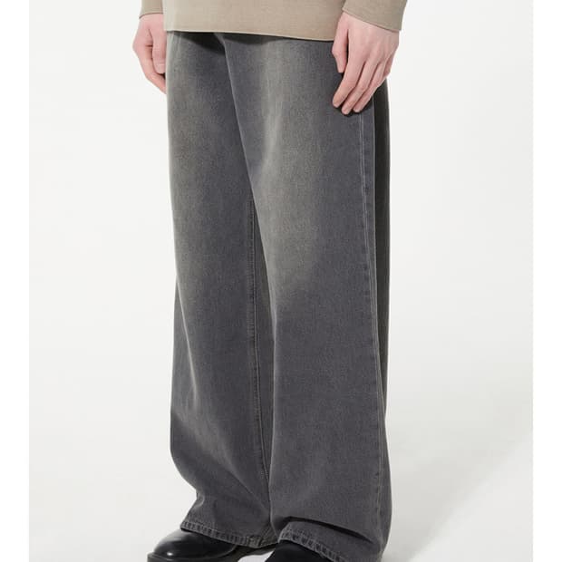 새상품(XL)비바스튜디오 와이드 데님팬츠 샌드블랙