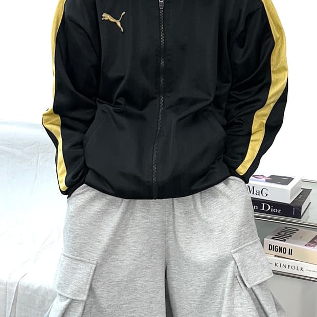 푸마 제펜 블랙 골드 트랙탑 져지 L