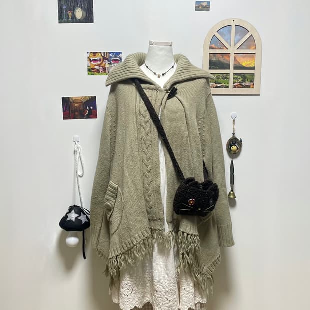 케이프 니트집업 