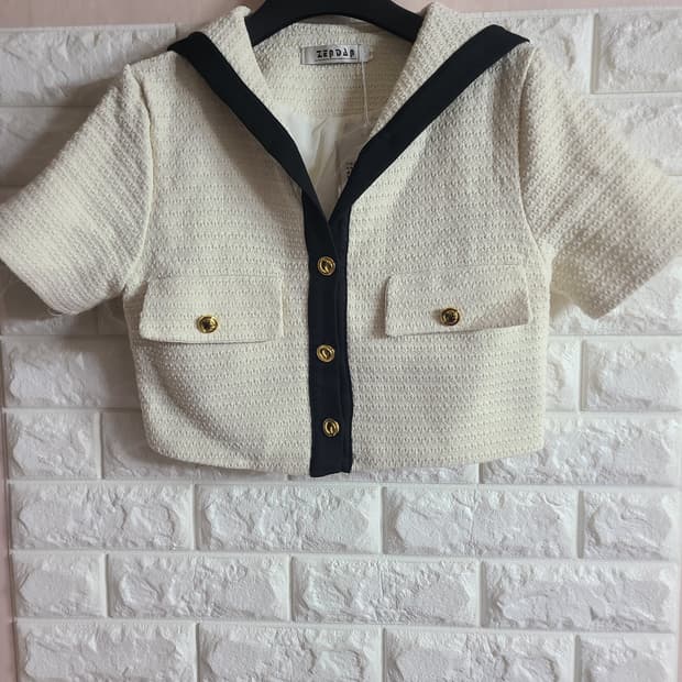 젠다 세일러 반팔 크롭자켓(44-55)