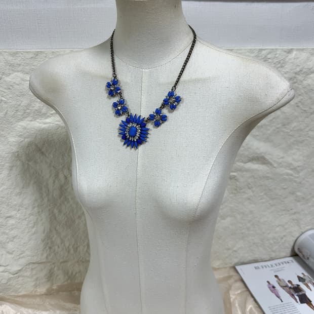 빈티지 블루 오리엔탈 쿠바체인 목걸이