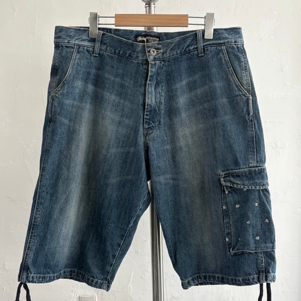 Stussy 스투시 00‘s 로고 데님 카고 숏츠